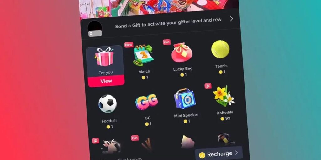 Plusieurs cadeaux TikTok