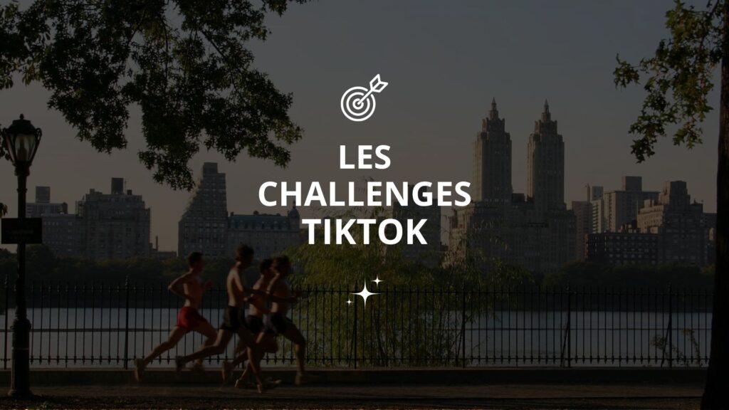 Illustration des Challenges TikTok sur fond de coureurs à central park