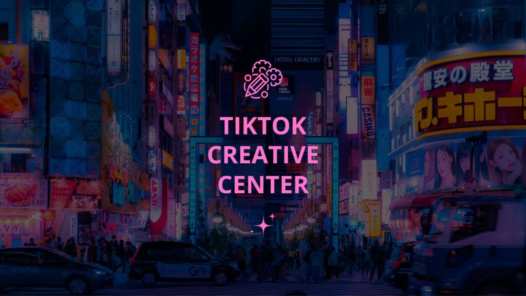 Illustration de TikTok Creative Center sur fond de ville colorée de nuit