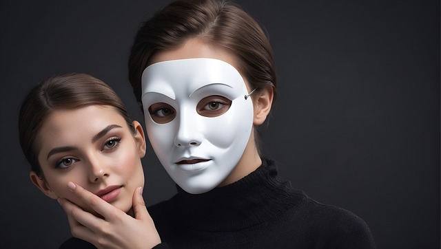 Personne avec un masque sur le visage tient un visage dans sa main