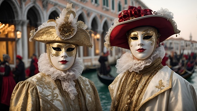 Deux personnes masquée dans le style de Venise à la renaissance