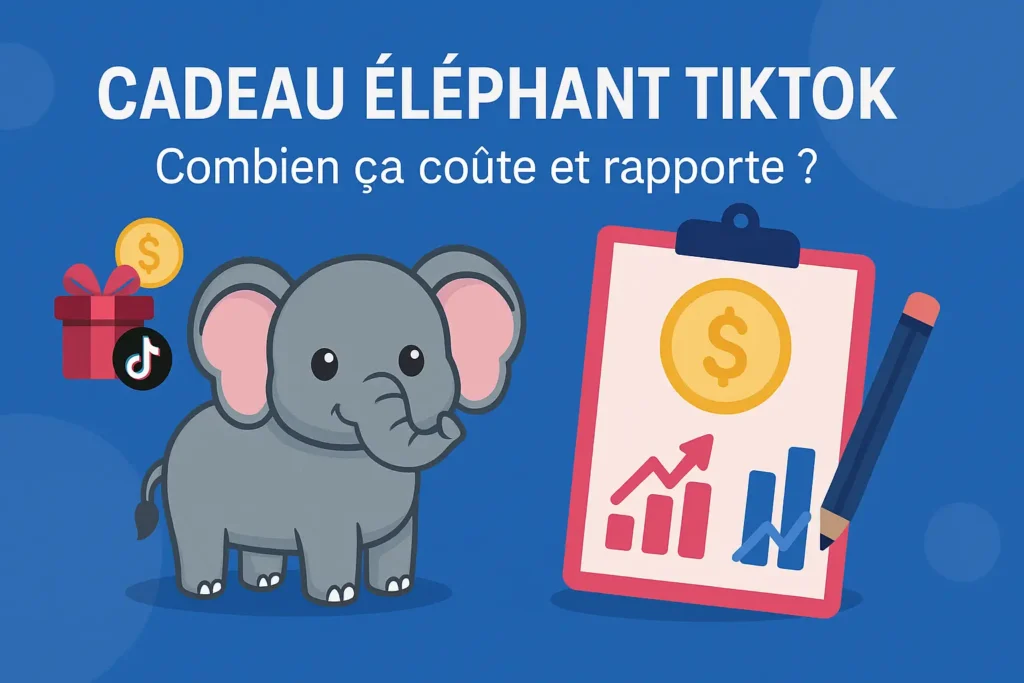 Image montrant un cadeau éléphant de TikTok avec un TikTok coins