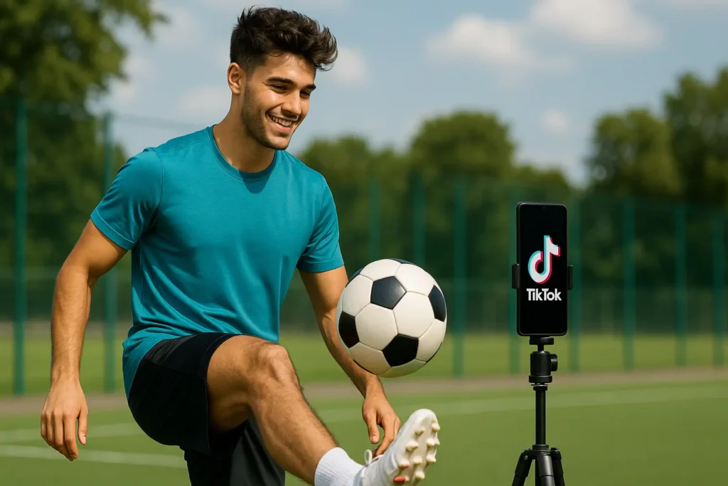 Influenceur TikTok faisant du football